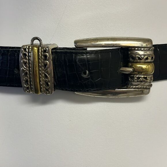 Brighton Women’s Black Textured Adjustable Belt with Two Tone Buckle- Medium main image 11